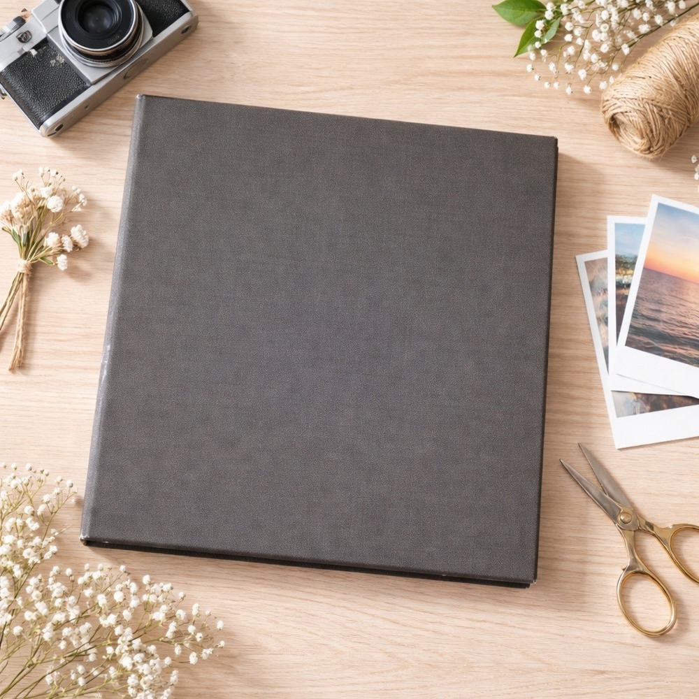 Vintage Gray‎ 2-Ring Binder Photo Album Scrapbook Keepsake Holds 68 Photos